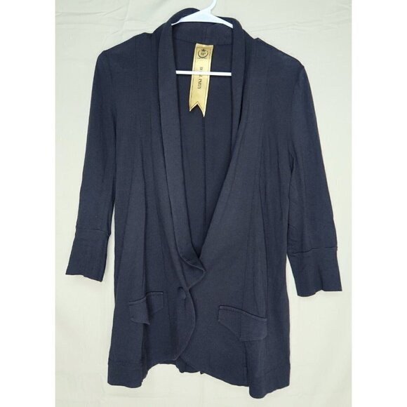 Royal Party Cardigan Black One Button Soft Cotton Rayon Blend  Womens Size 38 - Picture 1 of 9